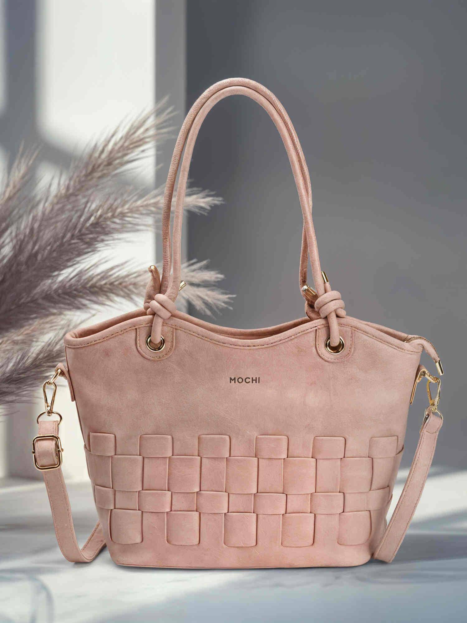 Mochi Women Pink Casual Handbag with Detachable Strap
