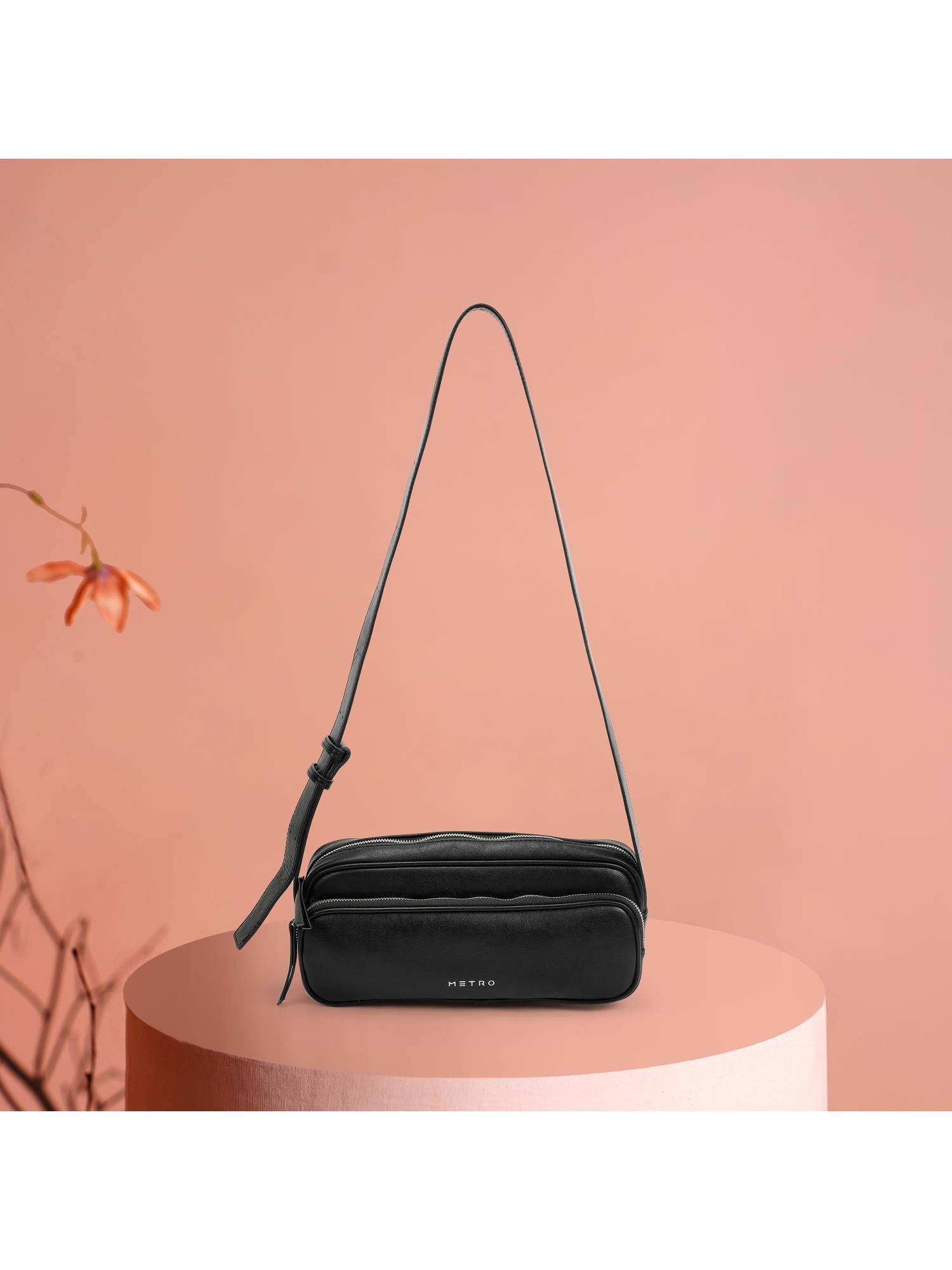 Metro Women Black Casual Handbag