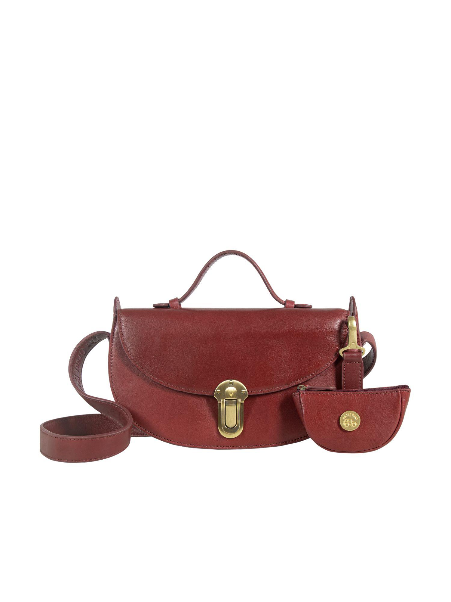 Buy Hidesign Alps 01 Genuine Leather Women Maroon Handbag (S) Online