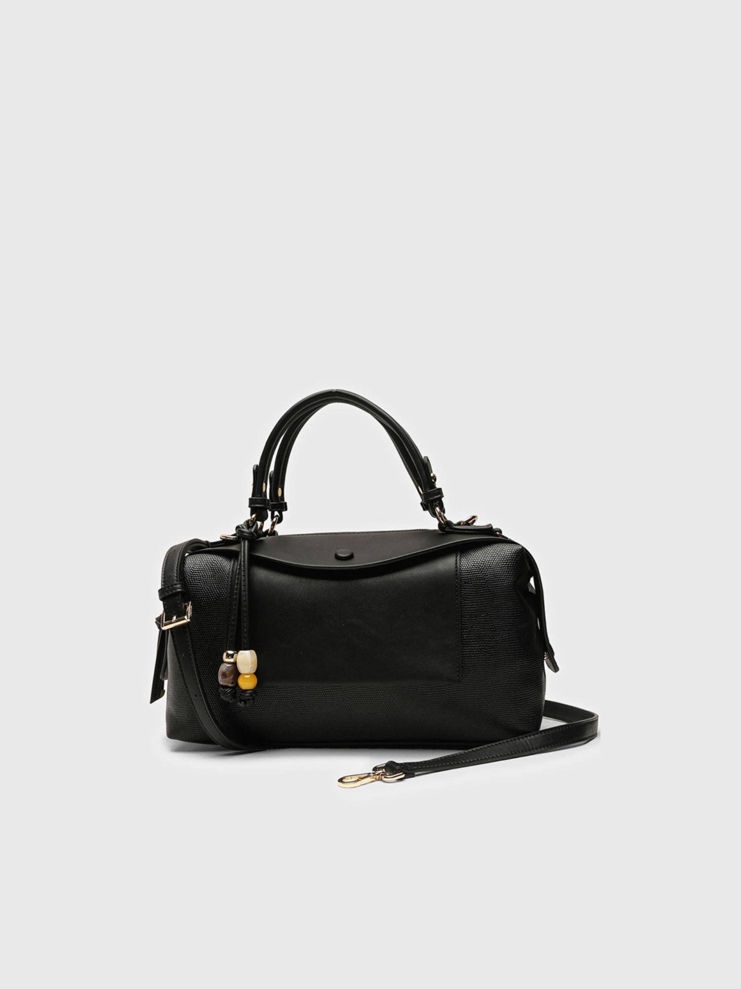 CARPISA ITALIA Women Giada Black Handbag with Detachable Strap (L)