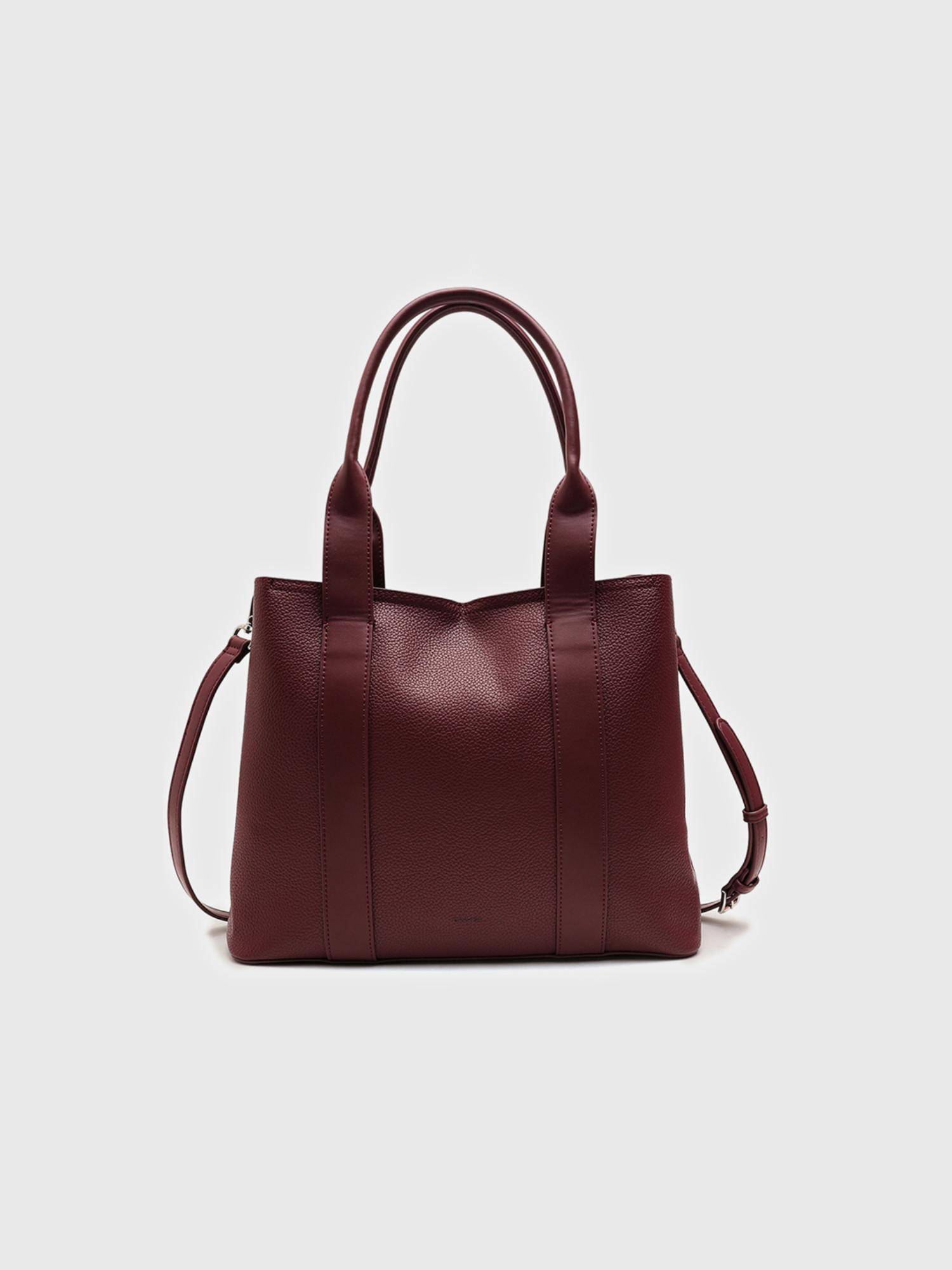 CARPISA ITALIA Women Edvige Burgundy Tote Bag with Detachable Strap (L)
