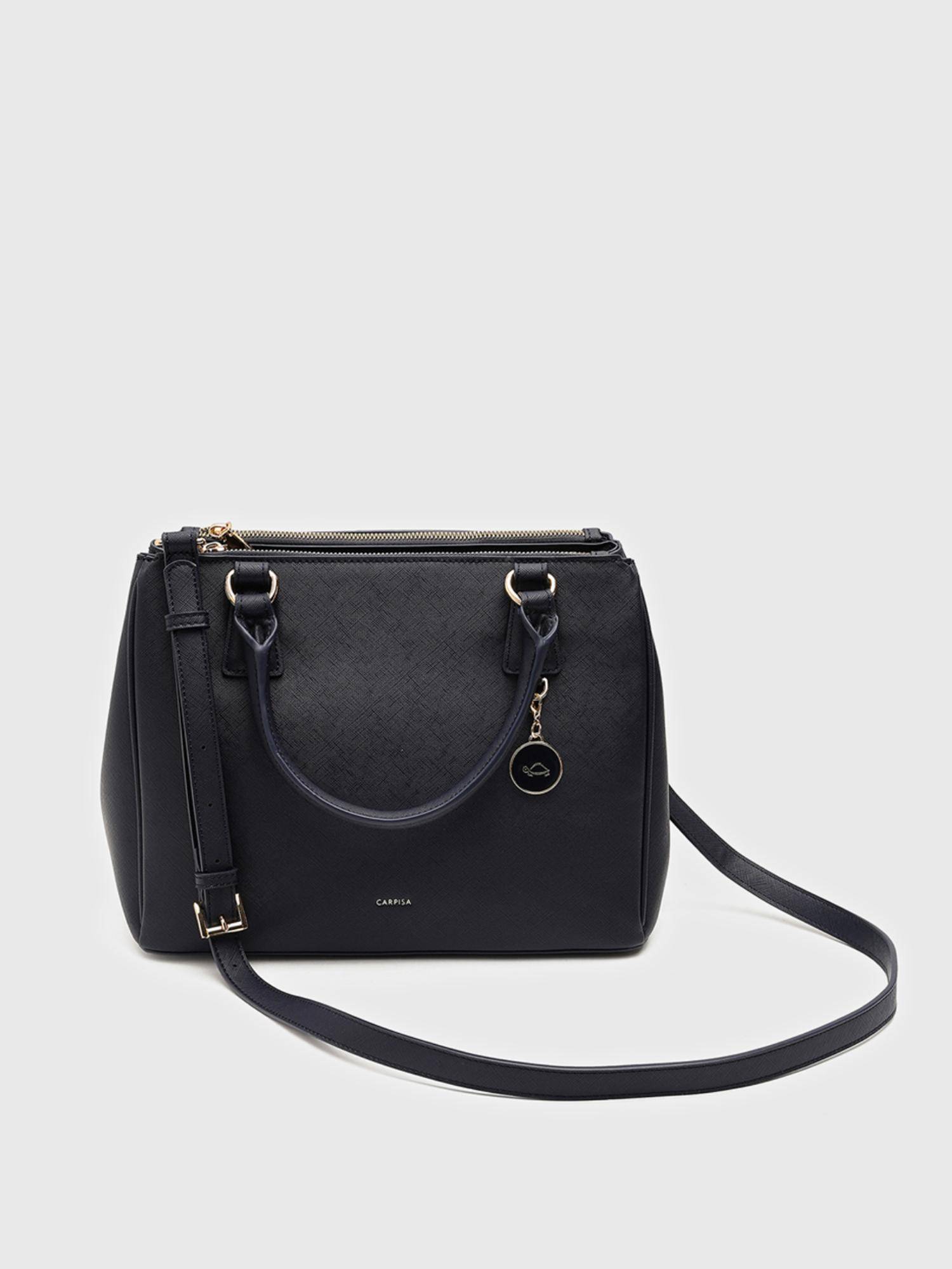CARPISA ITALIA Loto Women Satchel Bag With Detachable Strap - Navy Blue (M)