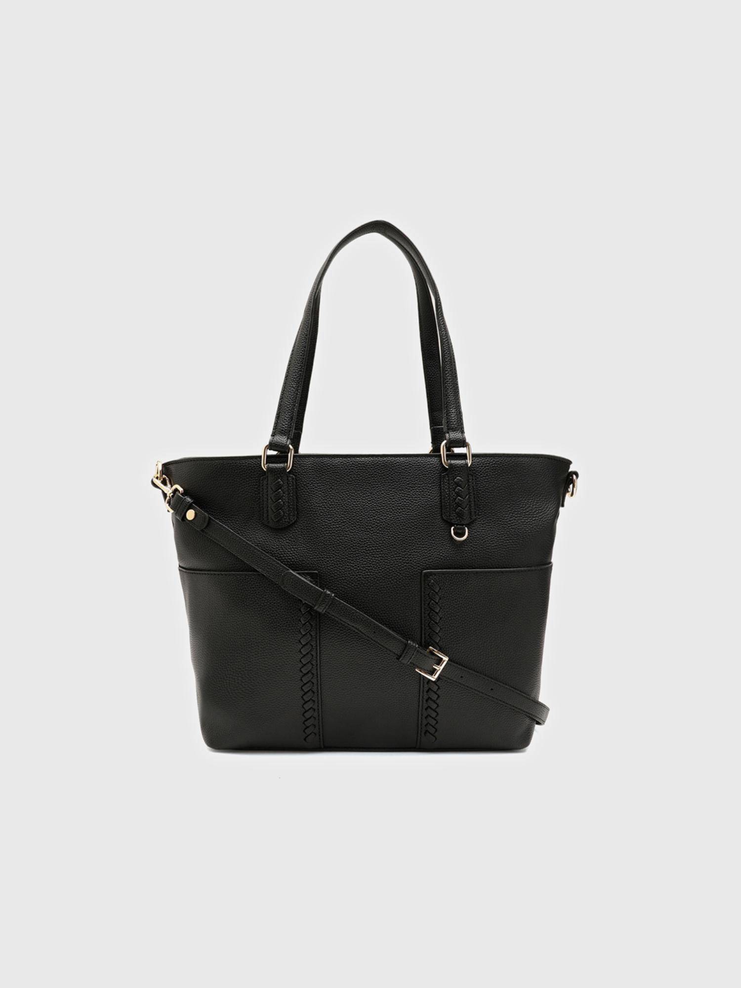 CARPISA ITALIA Yukon Women Tote Bag With Detachable Strap - Black (L)