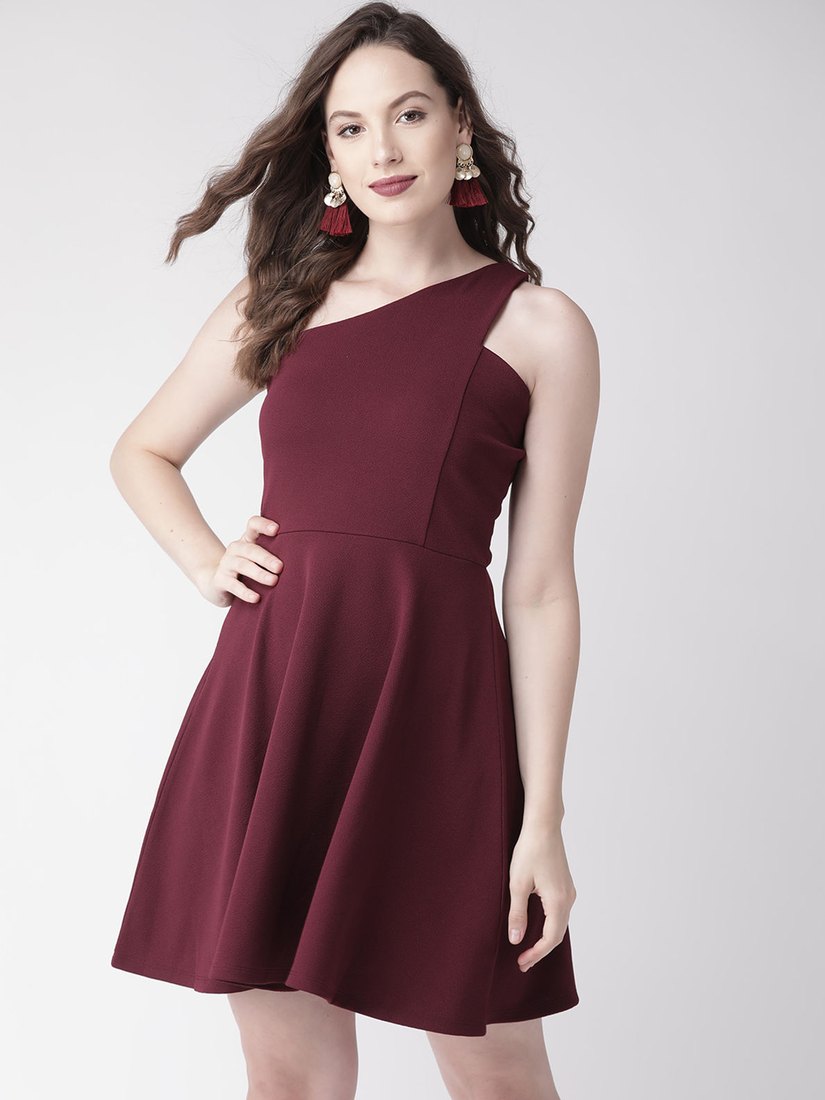Twenty Dresses By Nykaa Fashion Maroon Edging Towards Style Dress: Buy ...