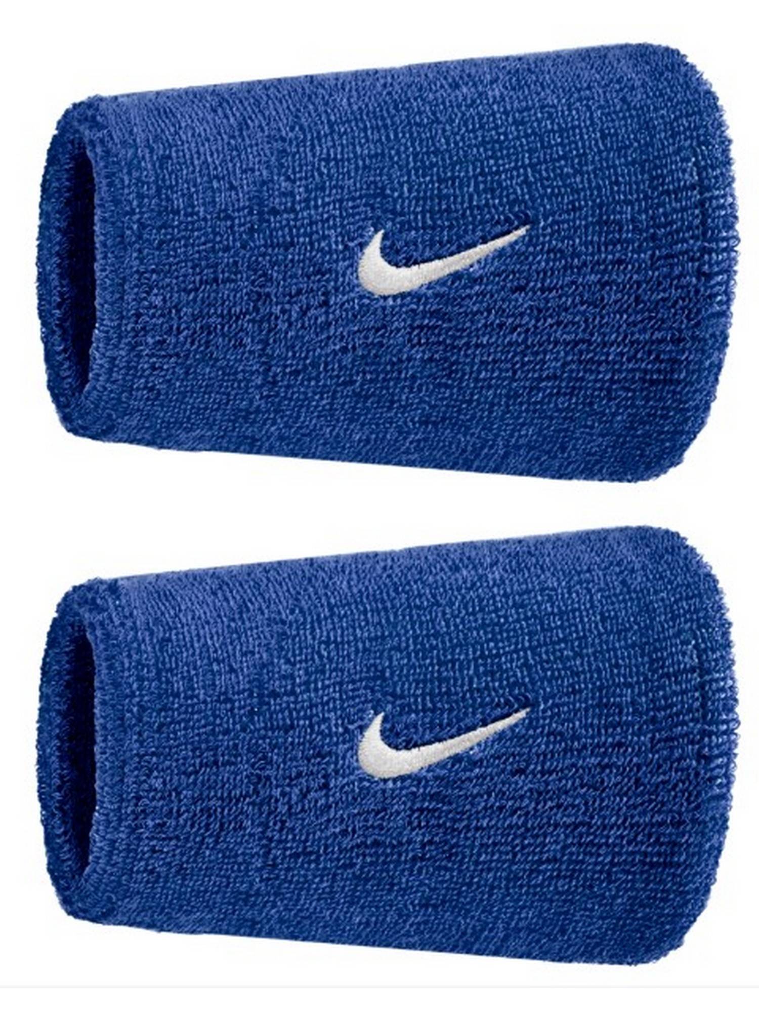 Nike Unisex Blue Swoosh Classic Doublewide Wristbands (Pack Of 2)