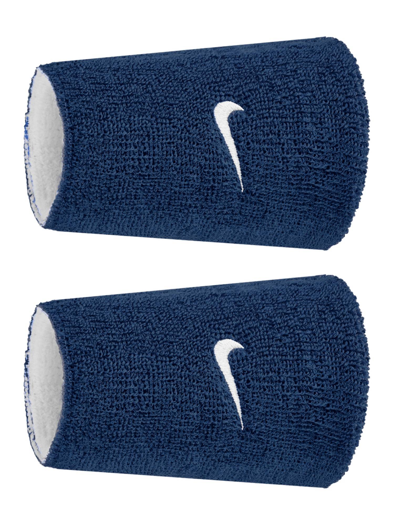 Nike Unisex Navy Blue Swoosh Classic Reversible Doublewide Wristbands (Pack Of 2)