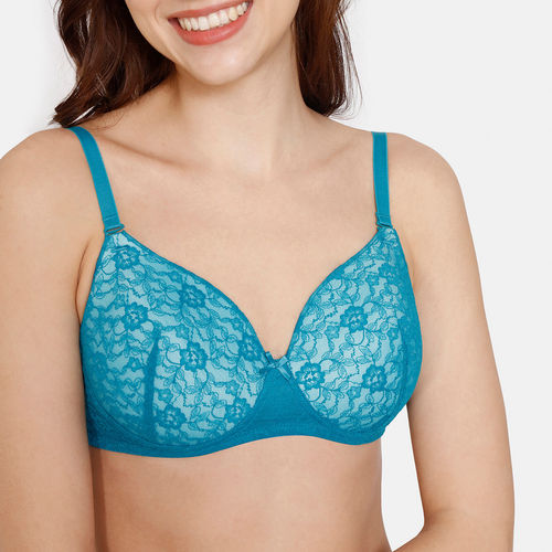Buy Zivame Beautiful Basics Padded Wired 3/4th Coverage Lace Bra - Exotic  Plume at Rs.806 online