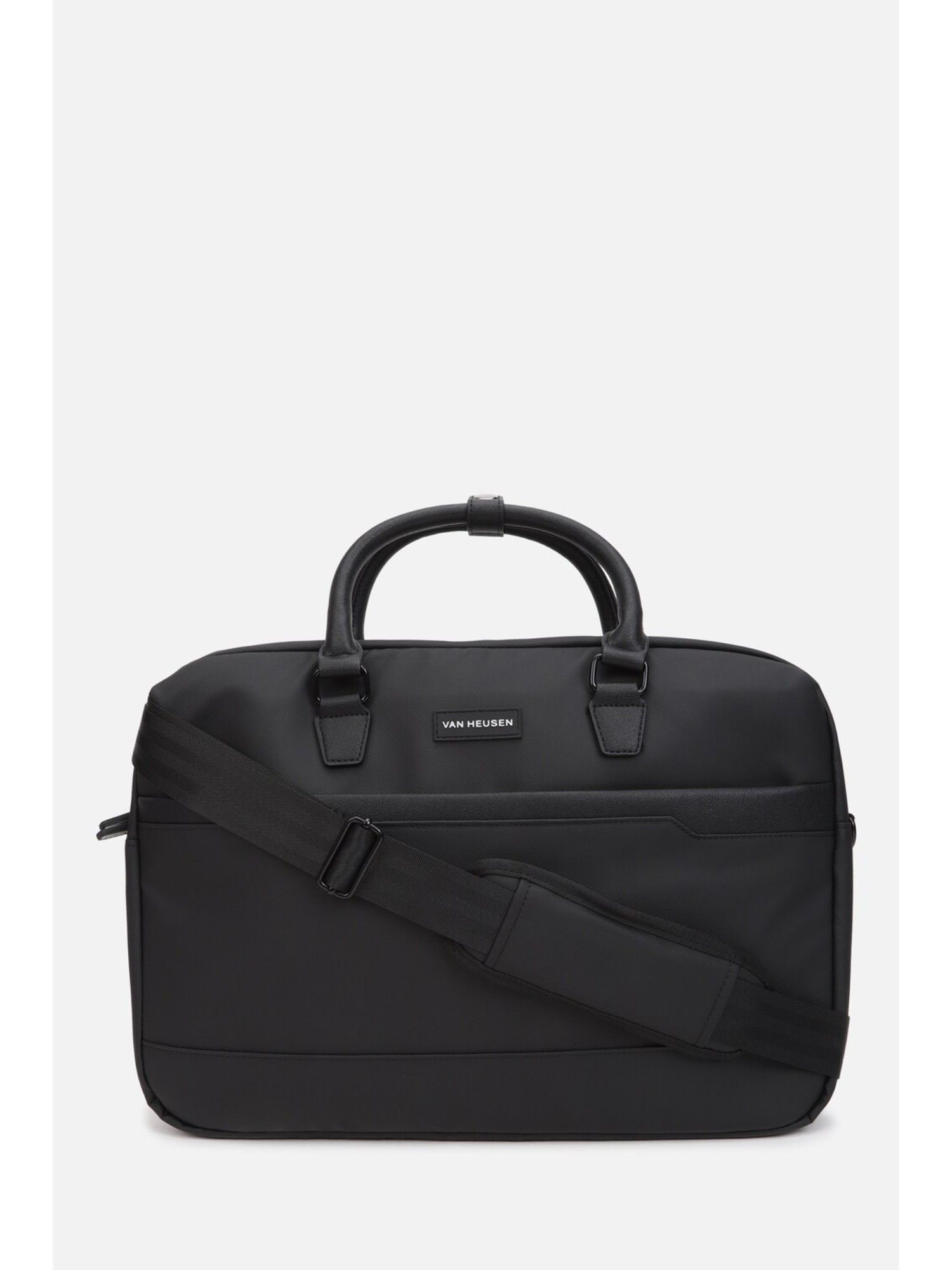 Buy Van Heusen Men Solid Black Laptop Bag Online