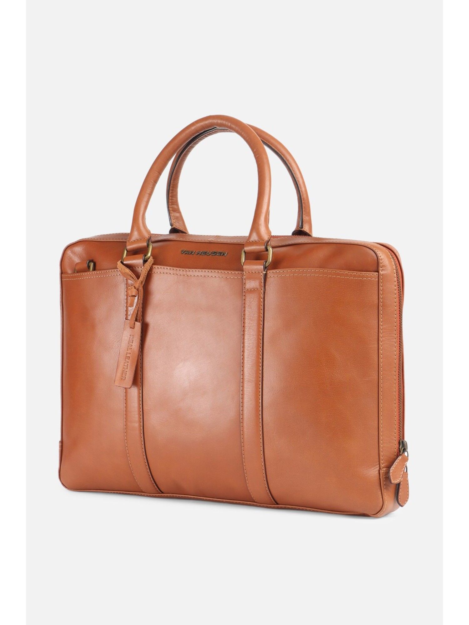 Buy Van Heusen Men Solid Tan Laptop Bag Online