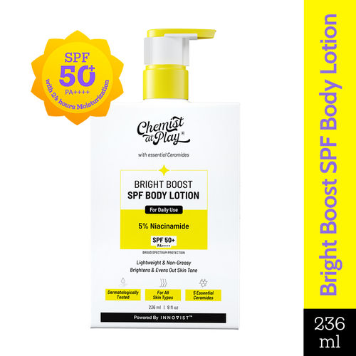 Chemist at Play Bright Boost SPF Body Lotion, SPF 50+ PA++++, 24 hours moisturization
