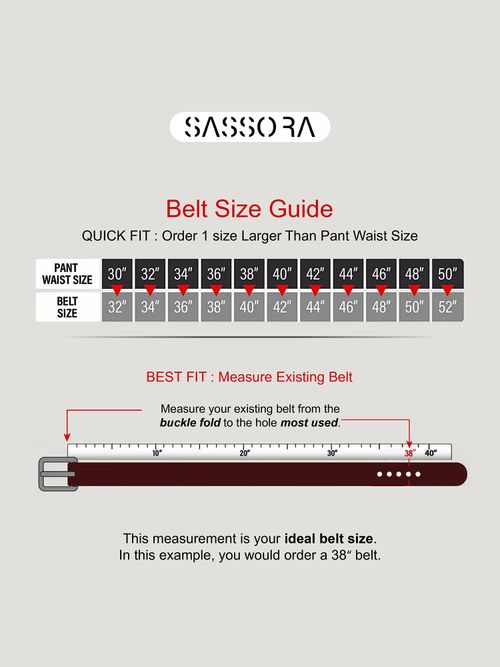 Buy Sassora Leather Belt For Men Designer Buckle, Embossed Detail