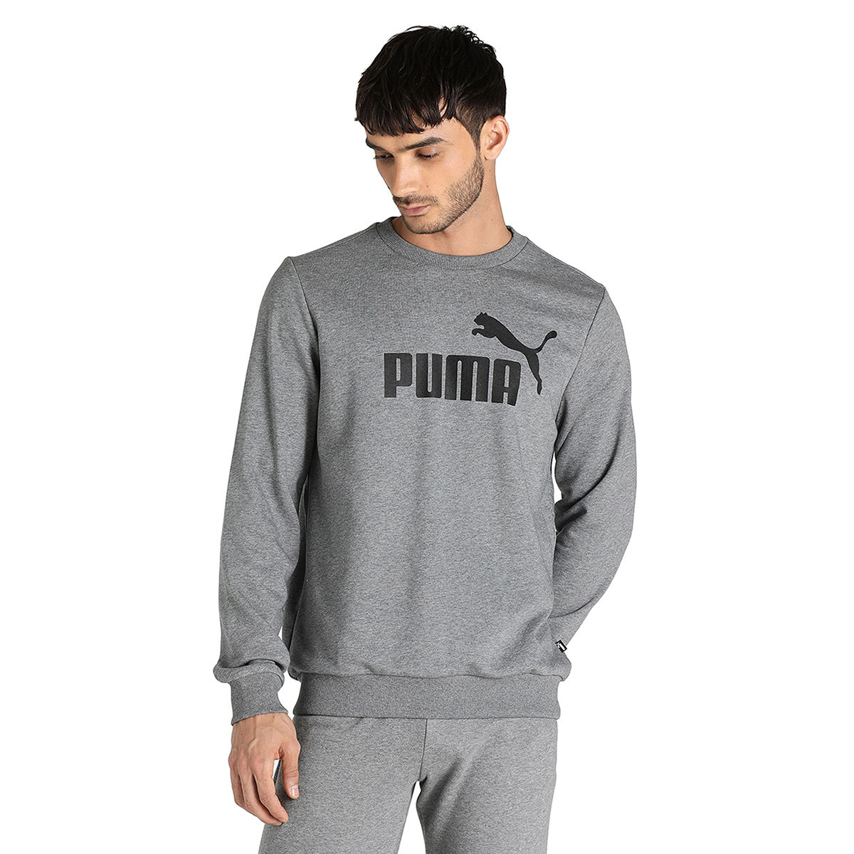 blusa puma ess logo crew sweat tr big logo