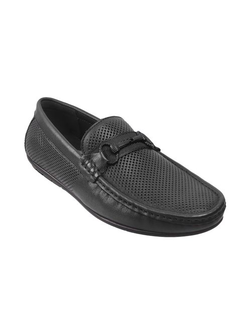 Buy Metro Davinchi by Metro Men Casual Leather Black Loafers Online