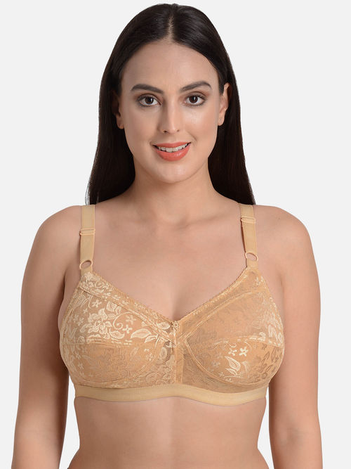 Buy Non-Padded Non-Wired Full Cup Bra in Nude Colour - Lace Online