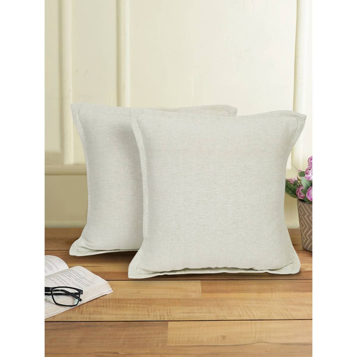 Eyda 100% Cotton Woven Sofa Cushion Covers Set of 2 18x18 inch