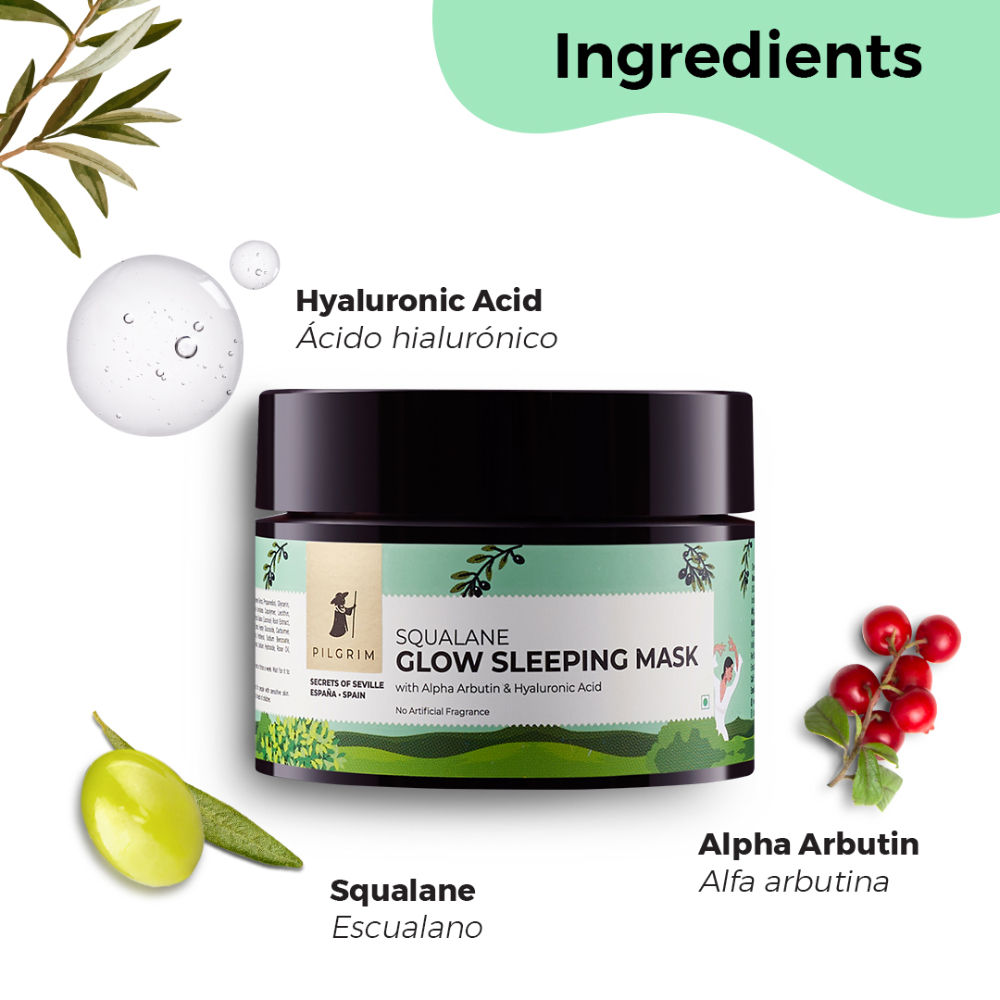 Pilgrim Squalane Glow Sleeping Mask with Alpha Arbutin & Hyaluronic