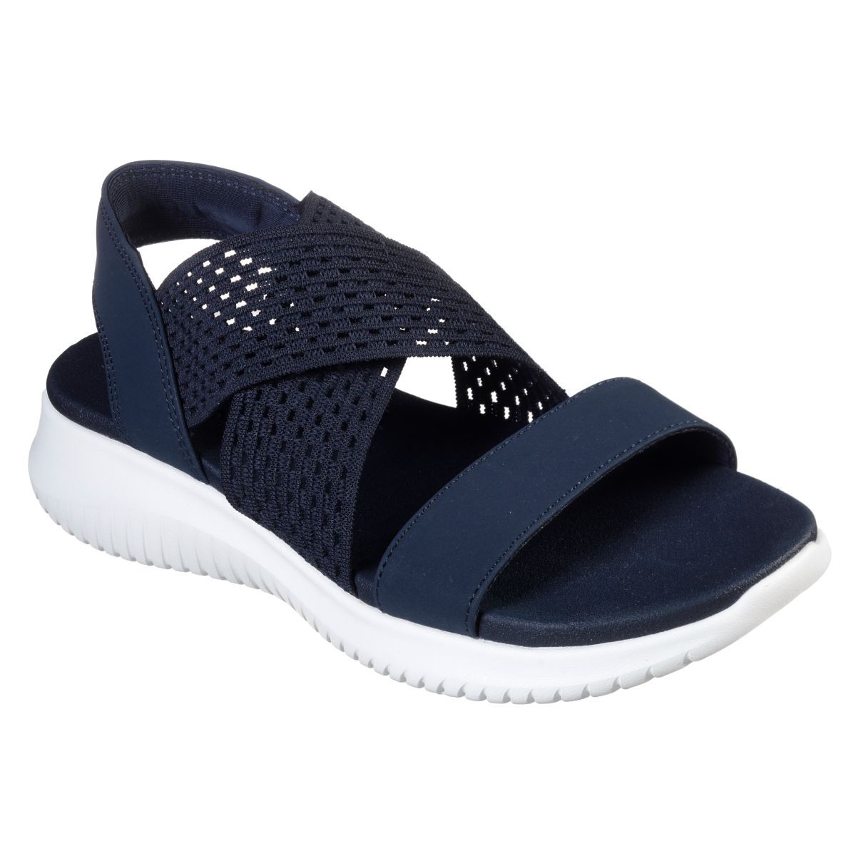 SKECHERS Women Ultra Flex - Neon Star Navy Blue Lifestyle Sandals (UK 3)