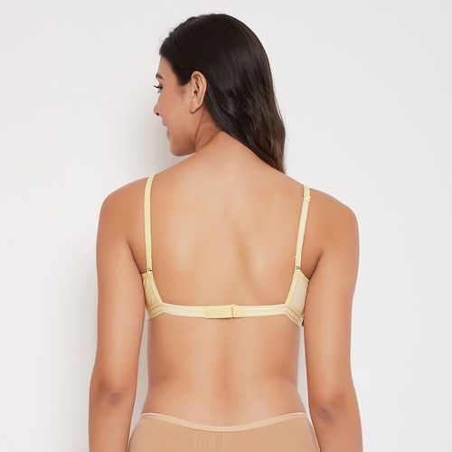Buy Clovia Polyamide Solid Padded Full Cup Wire Free T-shirt Bra - Beige  Online