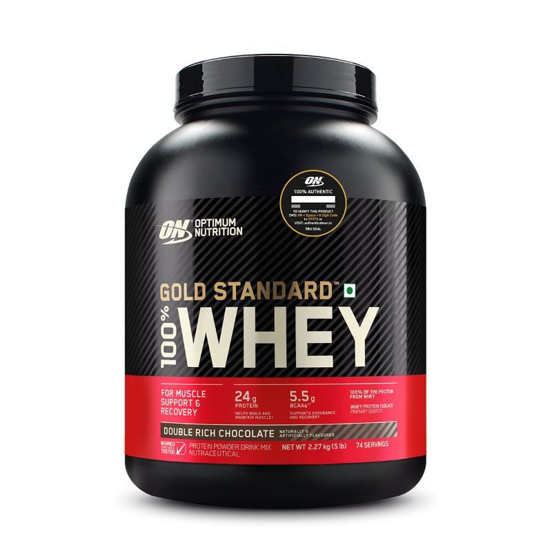 Optimum Nutrition (ON) Gold Standard 100% Whey Protein Powder Double Rich Chocolate - 5Lbs
