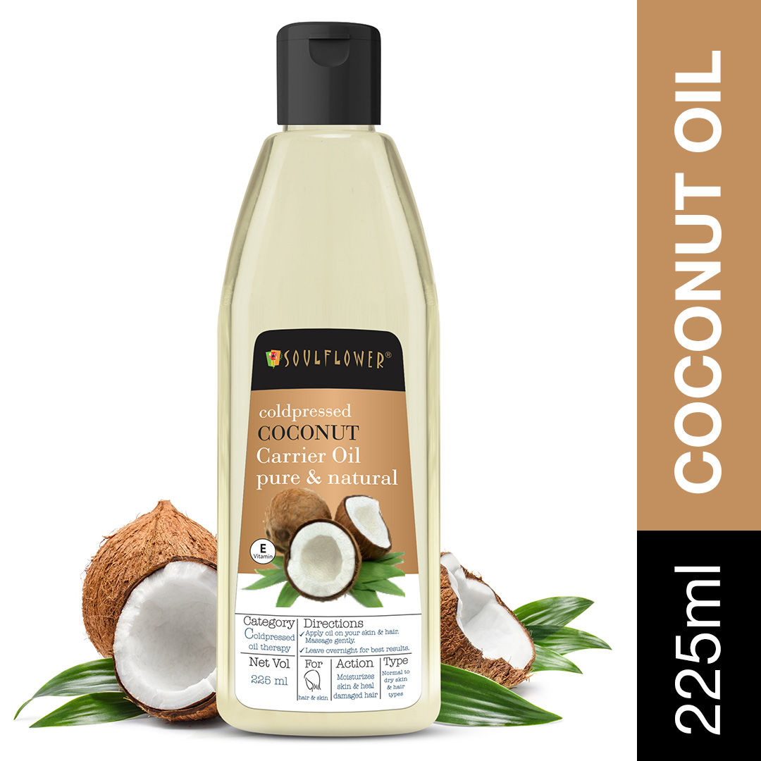 Soulflower Organic Extra Virgin Coconut Hair Oil For Hair Growth, Body, Skin , Cold Pressed