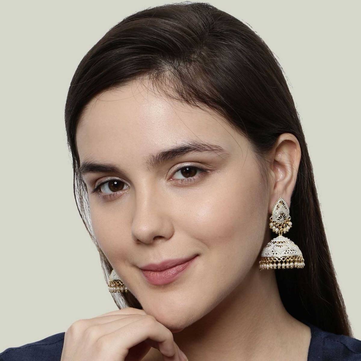 Anika's Creations Classic Designed Gold Plated Enamelled Jhumka Earrings