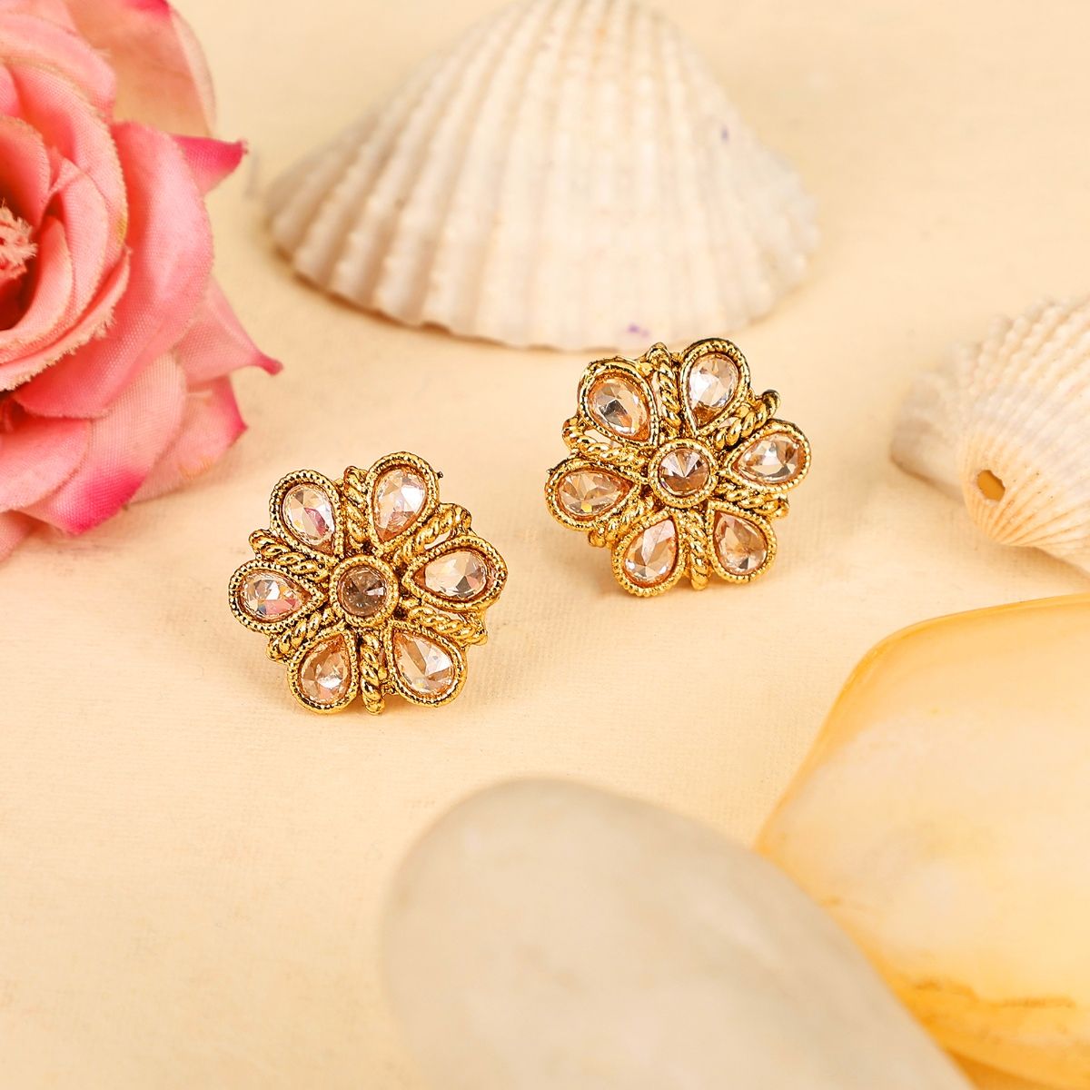 Chandbali earrings online with cz stones big ruby stone design  Swarnakshi  Jewelry