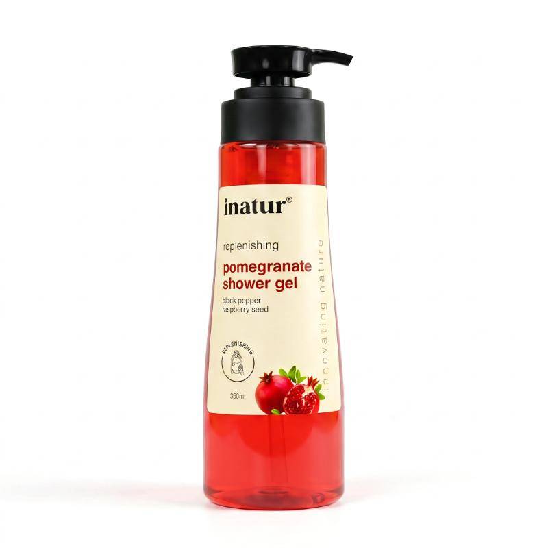 inatur Shower Gel with Pomegranate, Raspberry, and Black Pepper for Daily Refreshing Wash