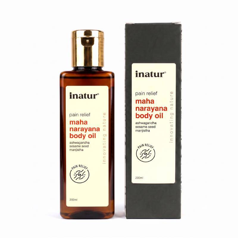 inatur Maha Narayana Ayurvedic Massage Oil with Ashwagandha & Manjistha for Body Pain Relief