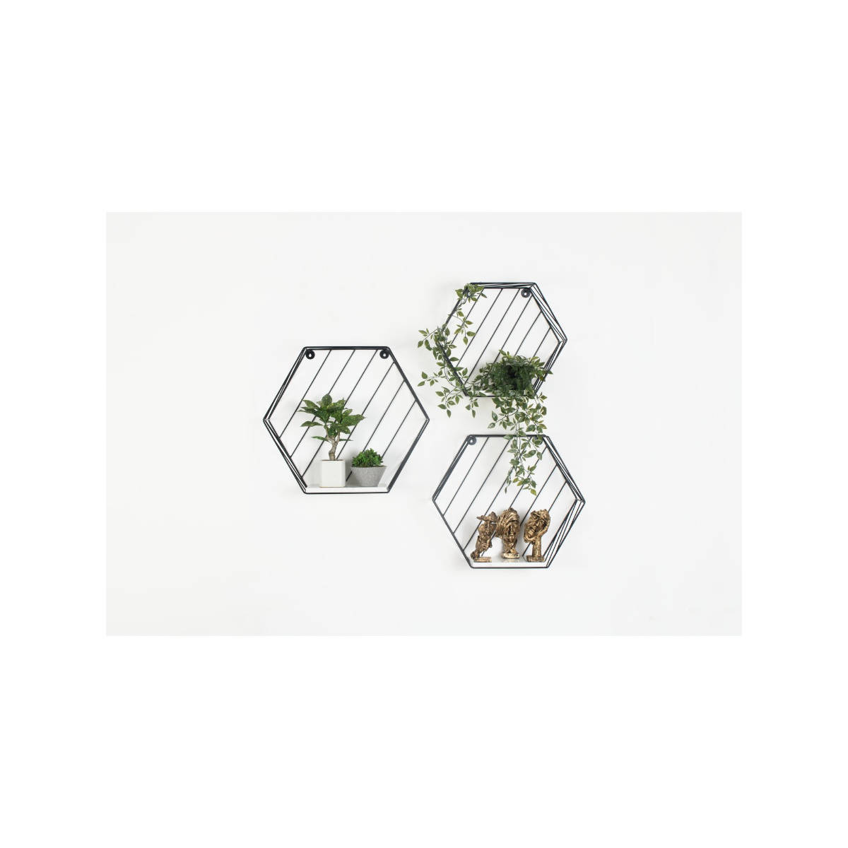 Claymint Metal Hexagonal Wall Decor Shelves (Set of 3)
