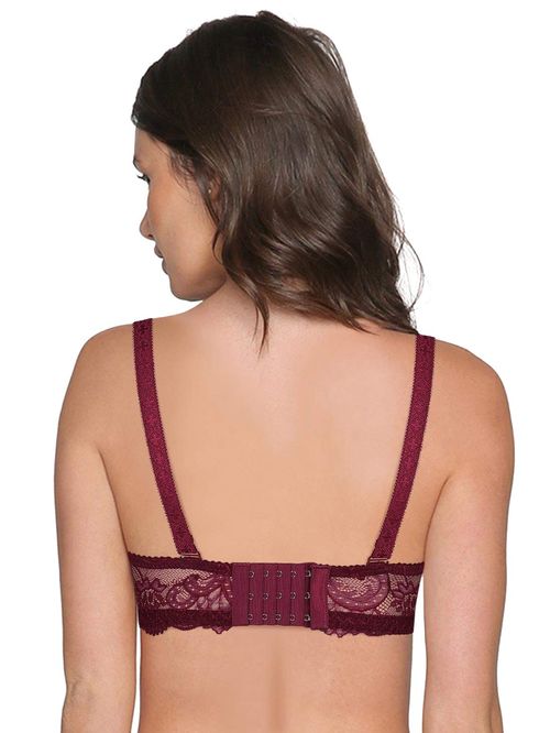 Buy Susie by SHYAWAY Women's 3/4th Coverage Under Wired Lace Cup Balconette  Padded Bra - Purple(32C) at