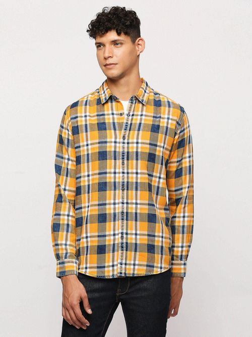 Pepe Jeans Yellow Checks Long Sleeve Shirt