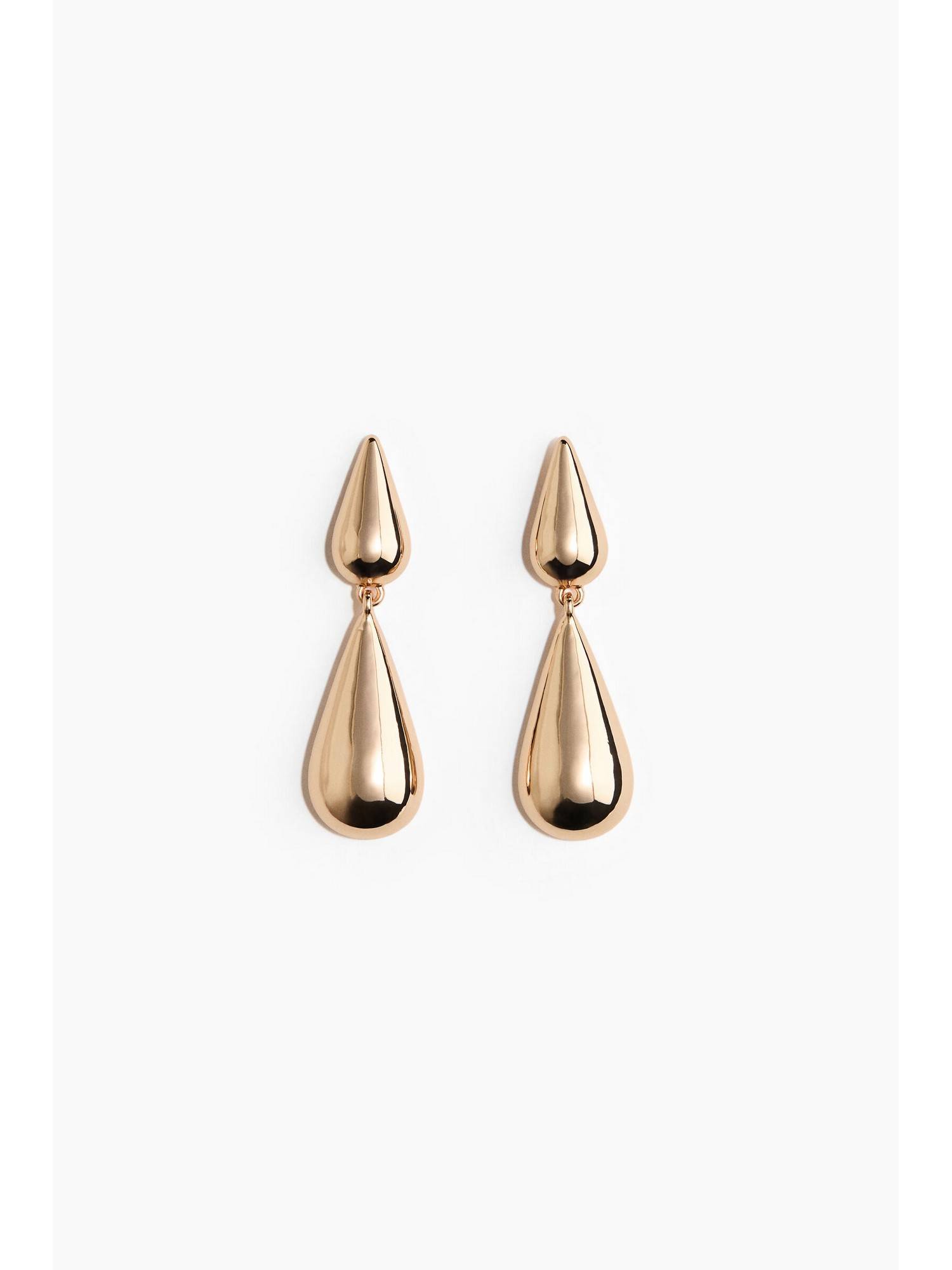 H&M Women Gold Drop-Shaped Pendant Earrings