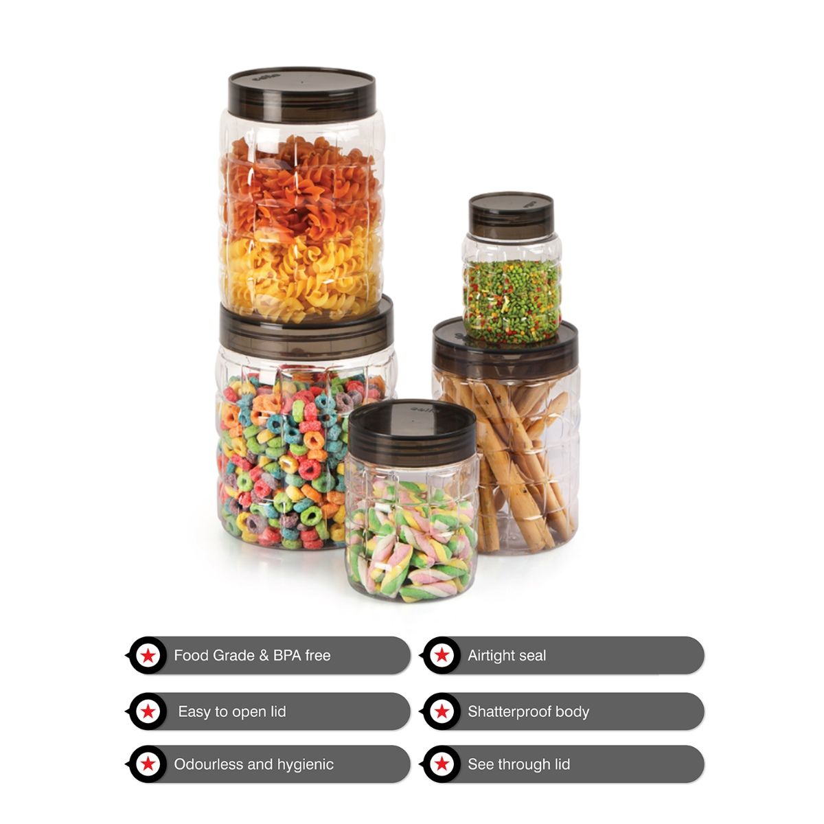 CELLO Checkers Plastic Kitchen Containers with Air Tightlid,24Pc (6x300