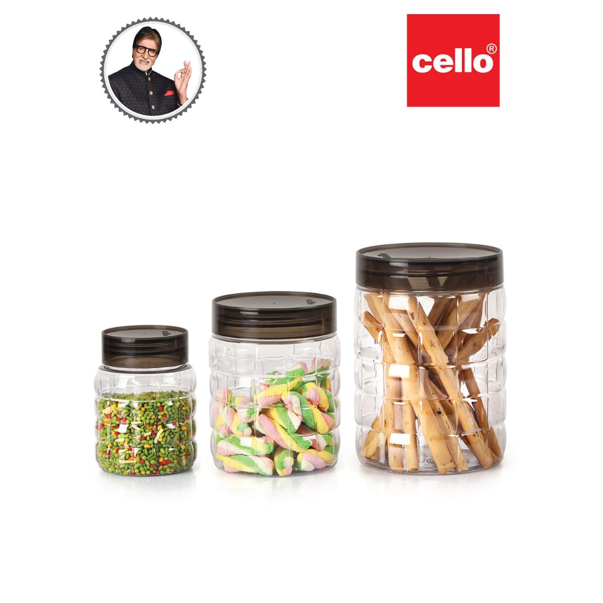 CELLO Checkers Plastic Kitchen Containers with Air Tightlid,24Pc (6x300