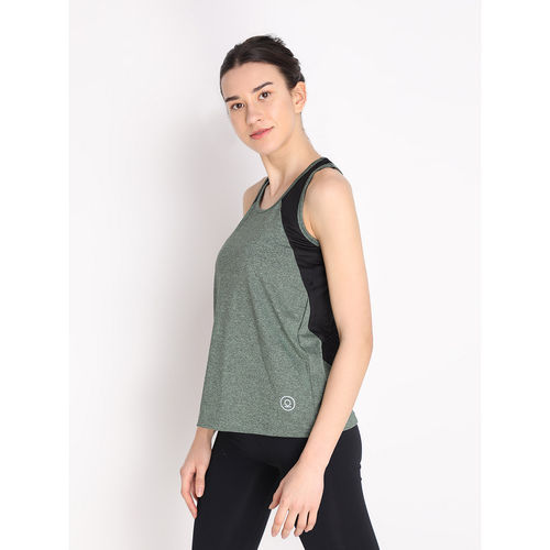 Buy CHKOKKO Colorblock Green Women Sleeveless Sports Tank Top Online