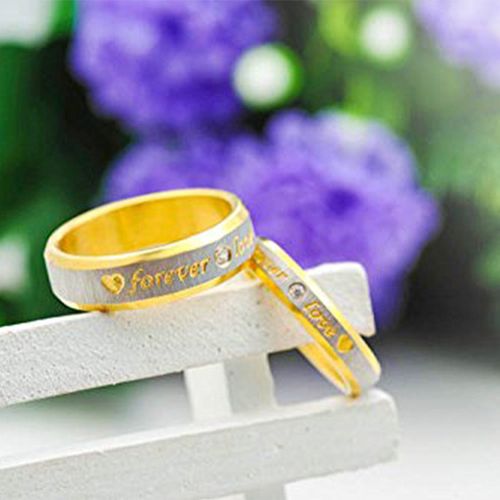 Buy Peora Love Forever Inscribed Gold Plated Proposal Couple Rings