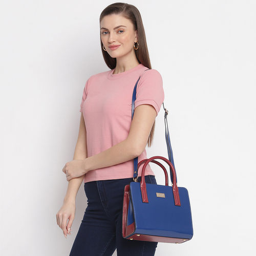 Buy KLEIO Royal Blue Cherry Solid Faux Leather Handbags Online