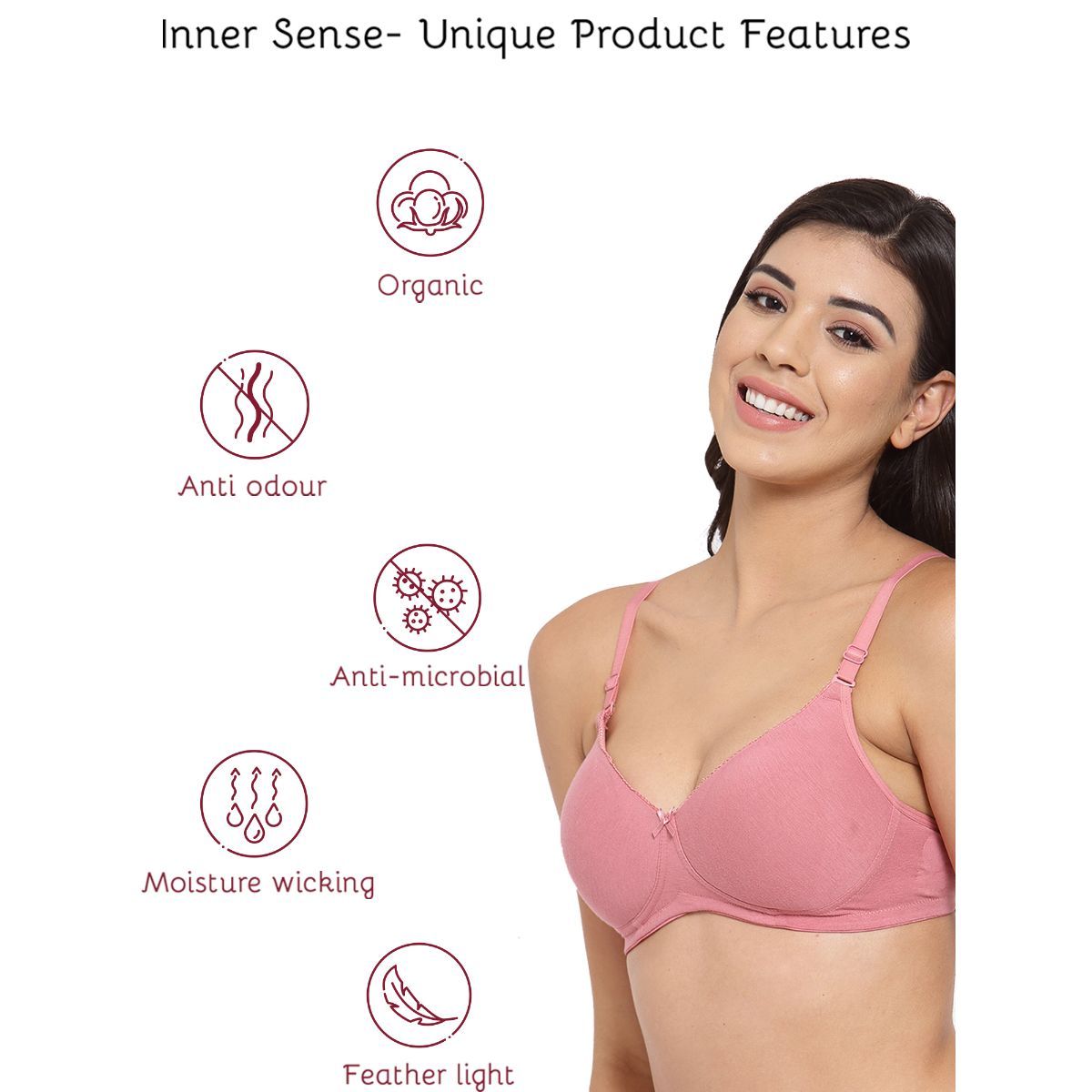 Inner Sense Organic Cotton Antimicrobal Padded T Shirt Bras Pack Of 2 Pink Buy Inner Sense 