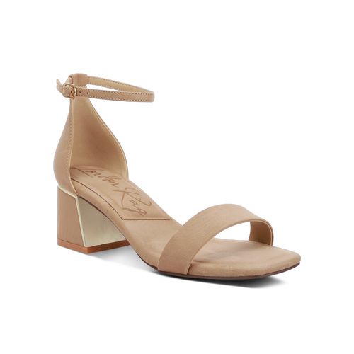 Linzi Taupe Sandals Block Heel Linzi Maple Taupe Faux Nubuck
