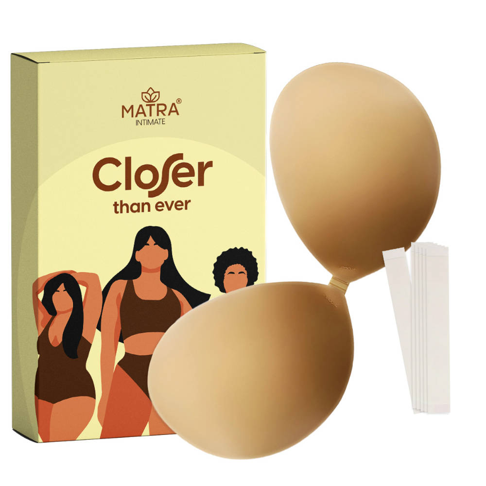 Matra Invisible Adhesive Bra Sticky Push Up Strapless Silicone Stick On with Free Fashion Tapes