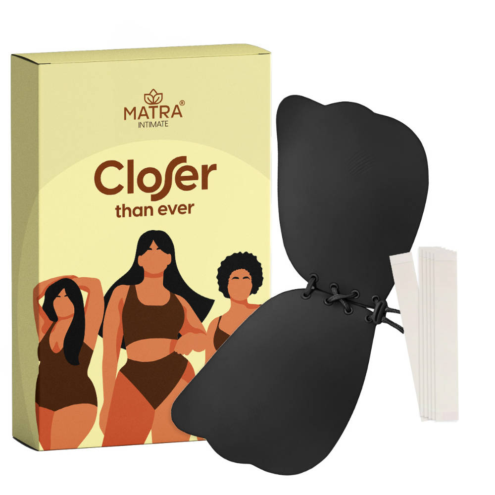 Matra Butterfly Strapless Bra Invisible Adhesive Silicone Stick On Sticky Black Free Fashion Tapes