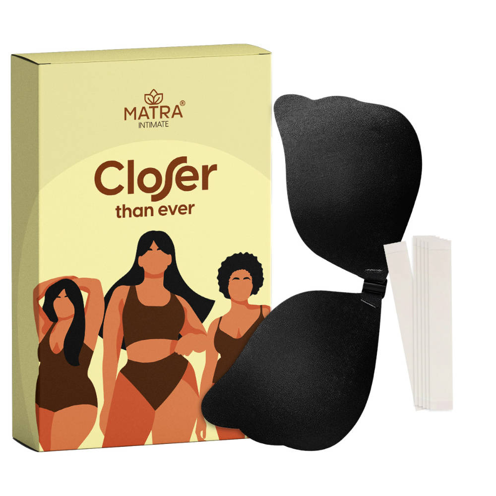 Matra Wings Strapless Bra Invisible Silicone Adhesive Sticky Stick On Black and Free Fashion Tapes
