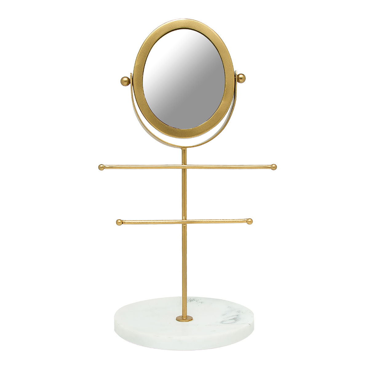 Pipa Bella by Nykaa Fashion Modern Gold Metal and Mirror with Marble Jewellery Stand