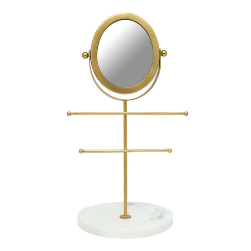 Pipa Bella by Nykaa Fashion Modern Gold Metal and Mirror with Marble  Jewellery Stand