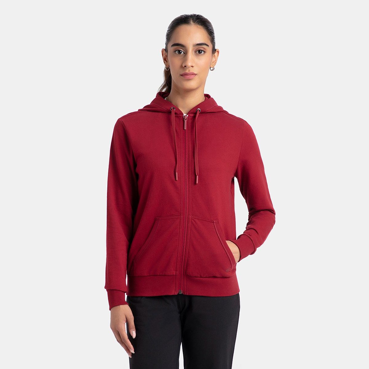 Buy Jockey AW30 Women Super Combed Cotton French Terry Hoodie Jacket Rhubarb Online