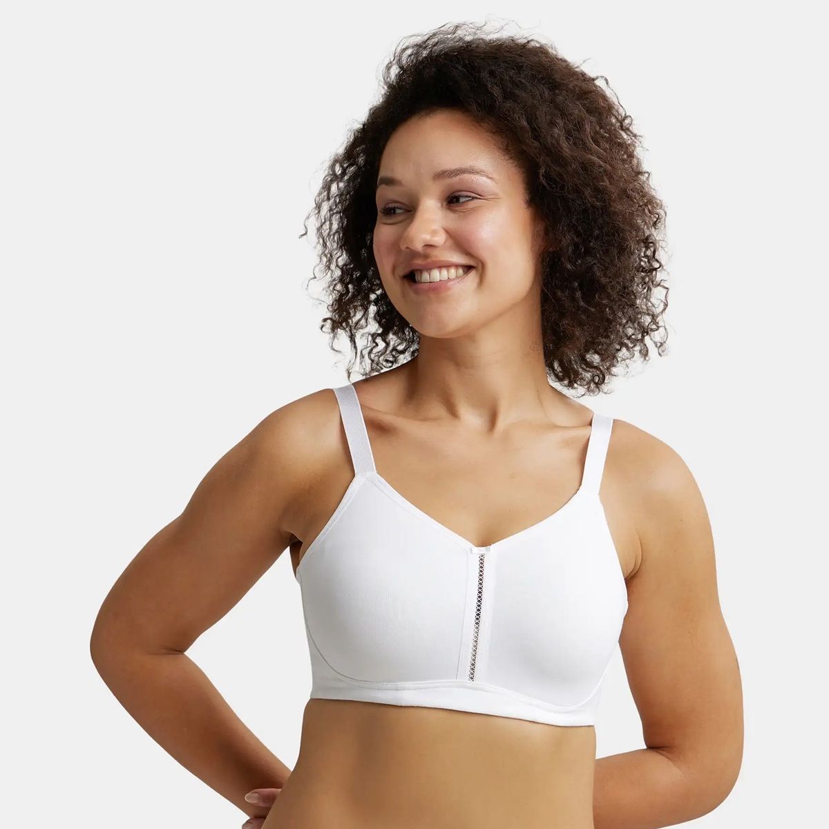 Jockey ES27 Wirefree Non Padded Super Combed Cotton Elastane Minimizer Bra  - White (36DD)