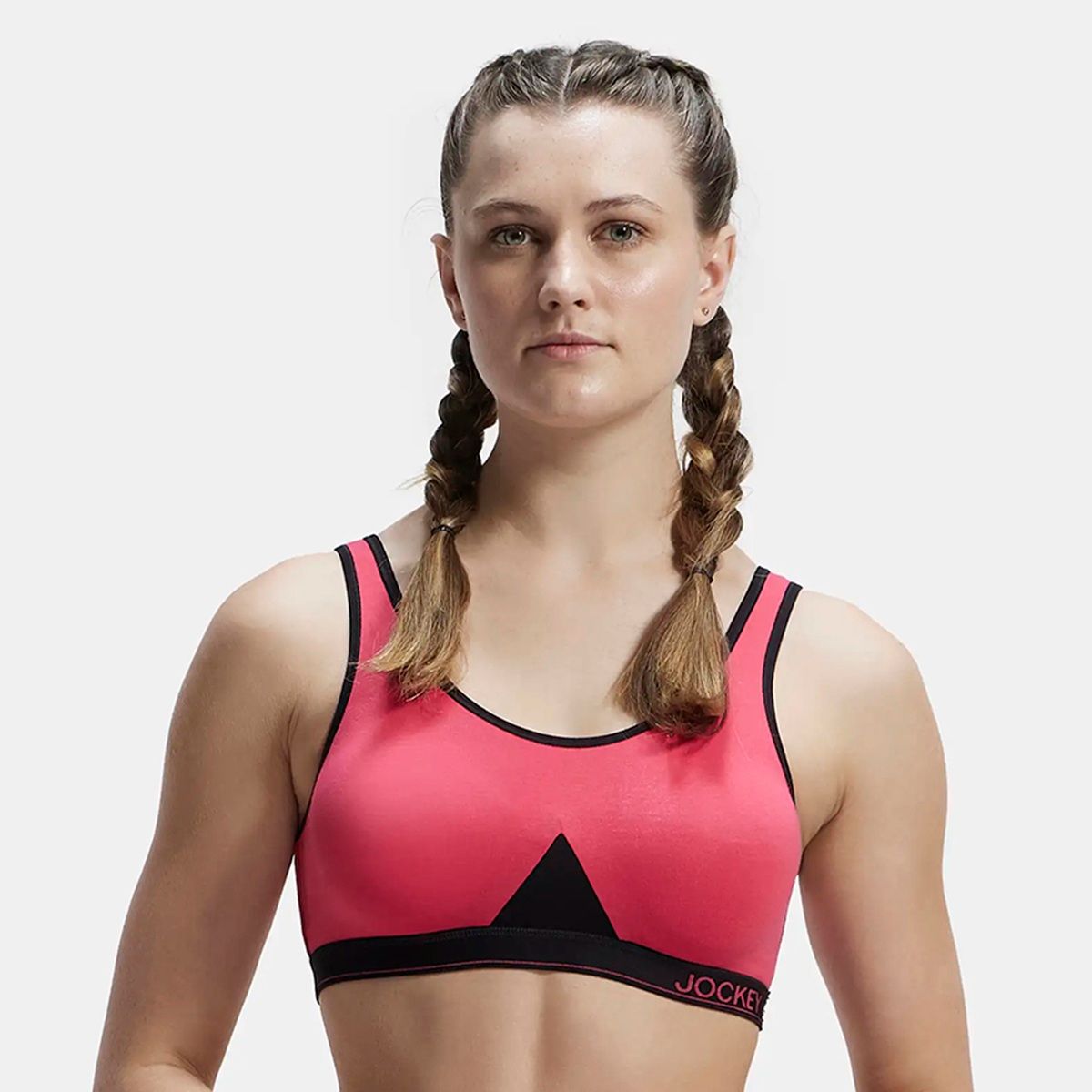 Buy Jockey 1376 Wirefree Non Padded Cotton Elastane Active Bra Ruby Online