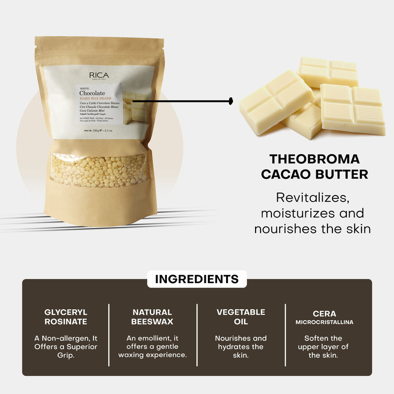 Buy Rica White Chocolate Beads Wax For Dry Skin With Glyceryl Rosinate ...