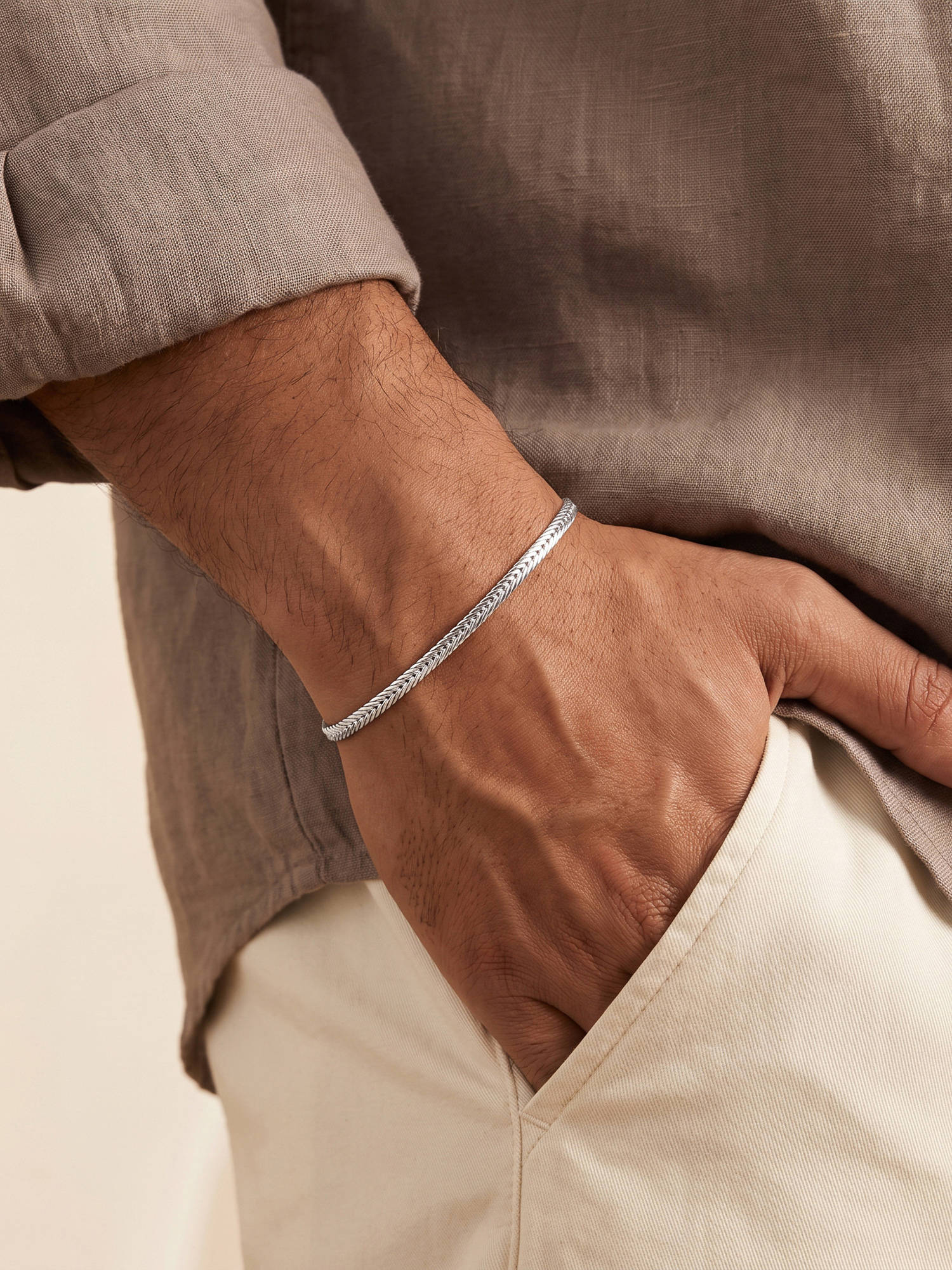 TOUCH925 925 Silver Wheat Chain Bracelet for Men and Women