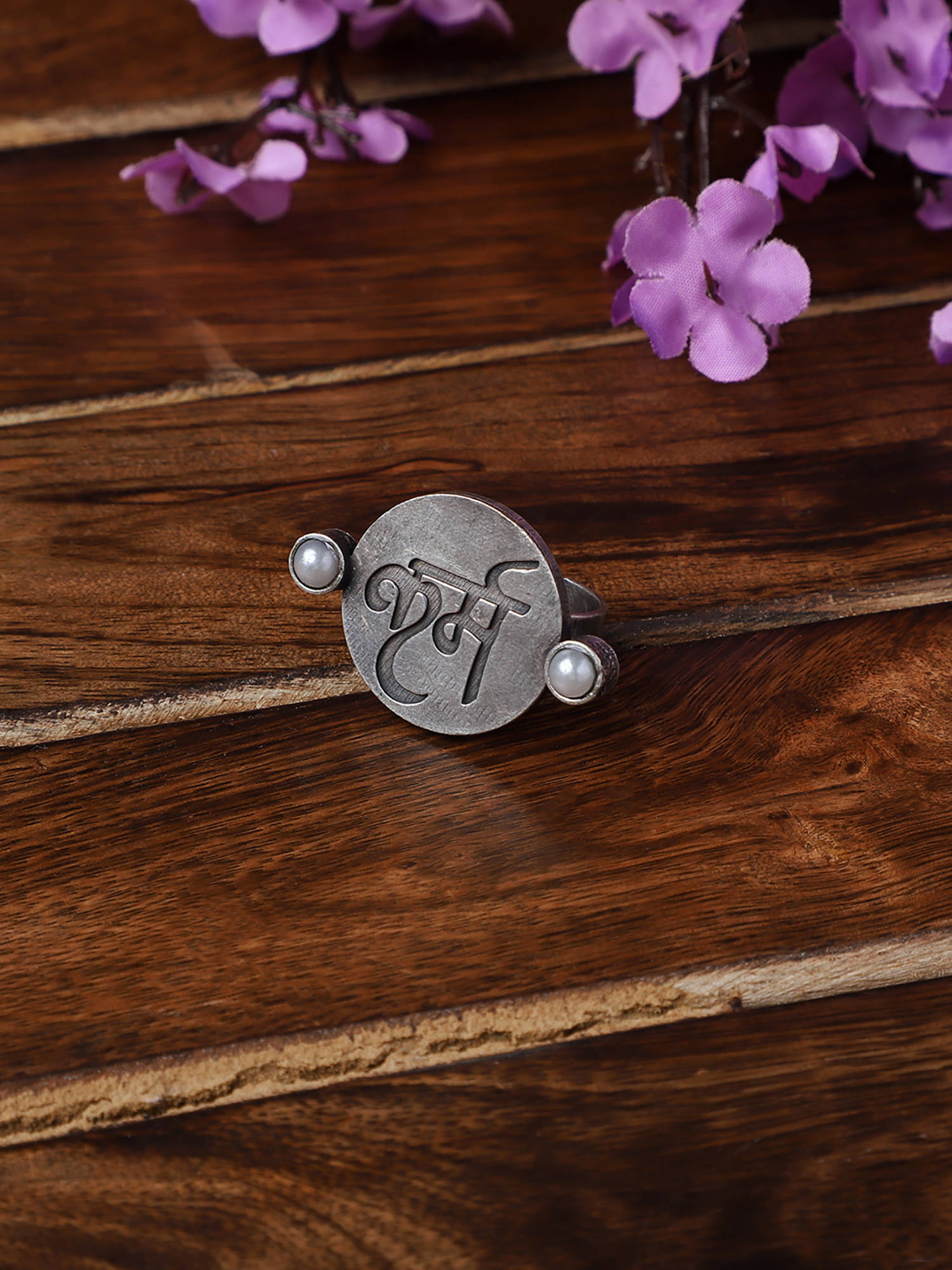 VENI Silver-Plated Karm Charm Adjustable Ring